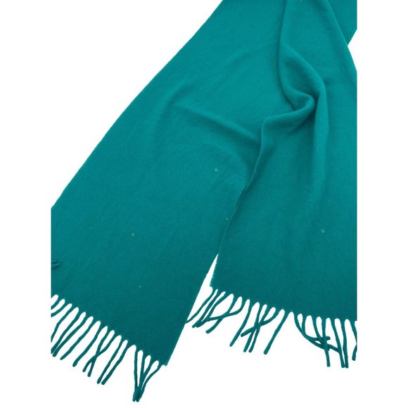 GAP Vintage 70s 80s Teal Blue Green 100% Lambswool Scarf - Picture 7 of 8